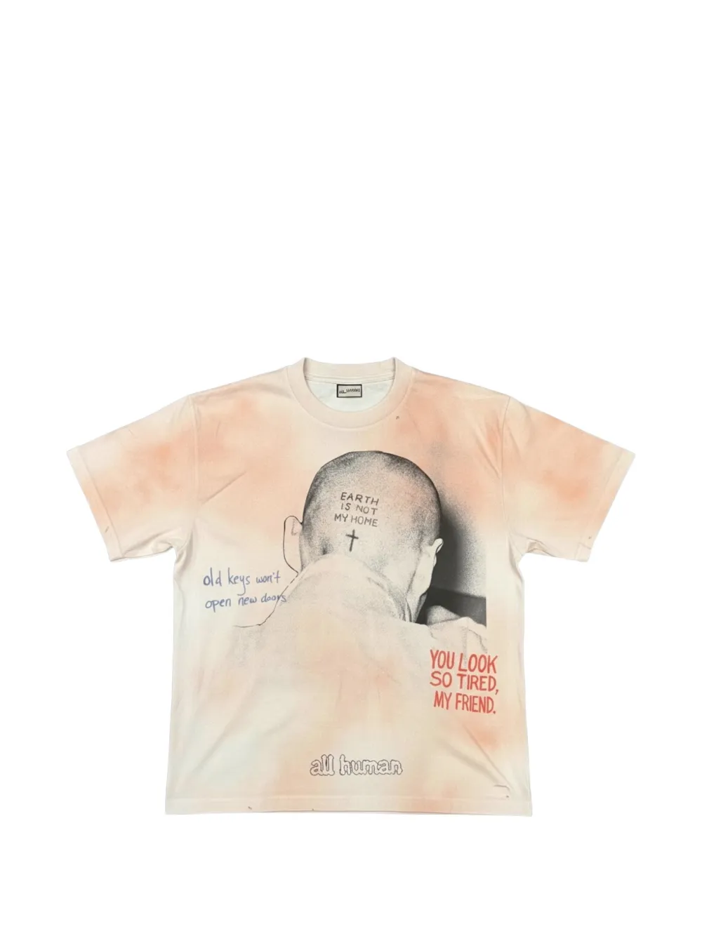 ALL HUMAN distressed graphic-print T-shirt - Toni neutri