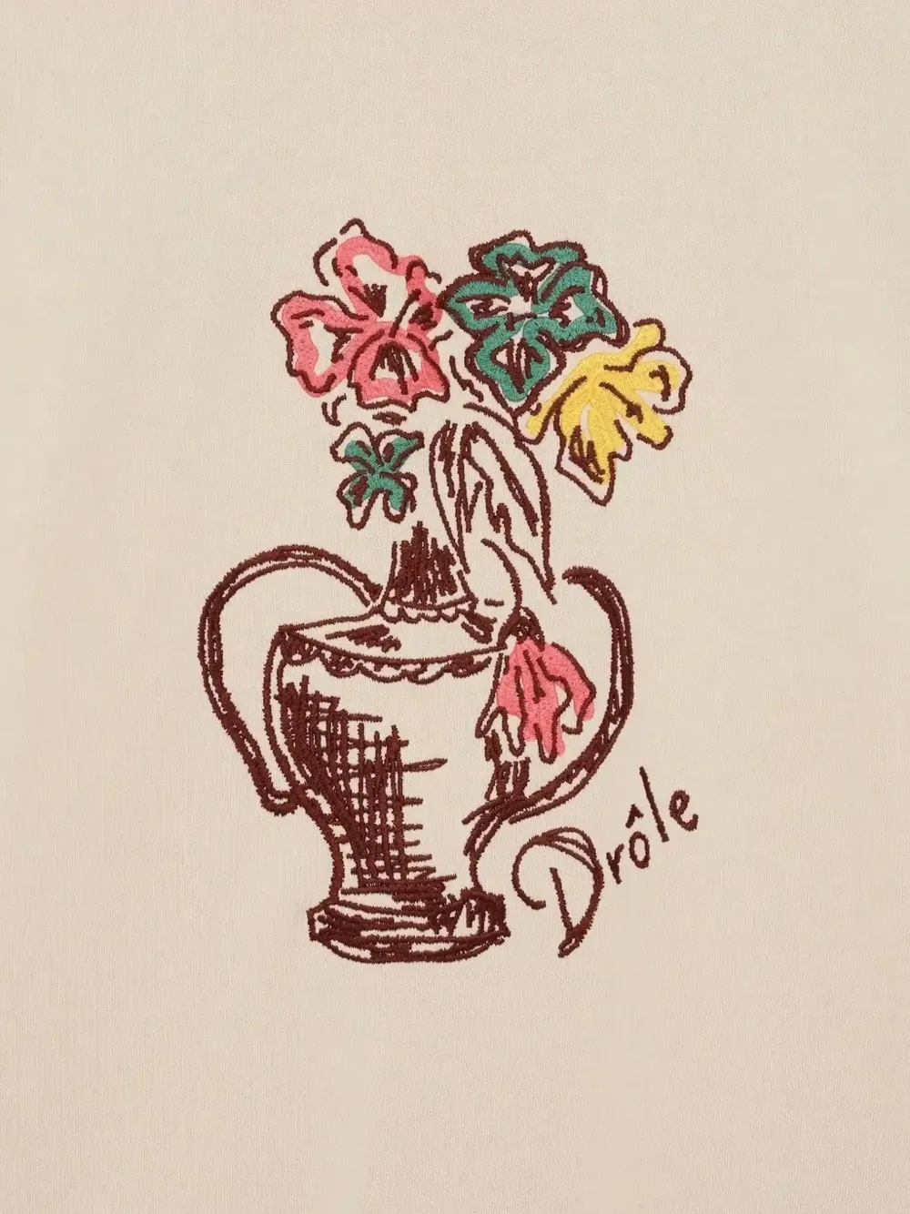 Drôle De Monsieur Vase Havana trui met borduurwerk Beige