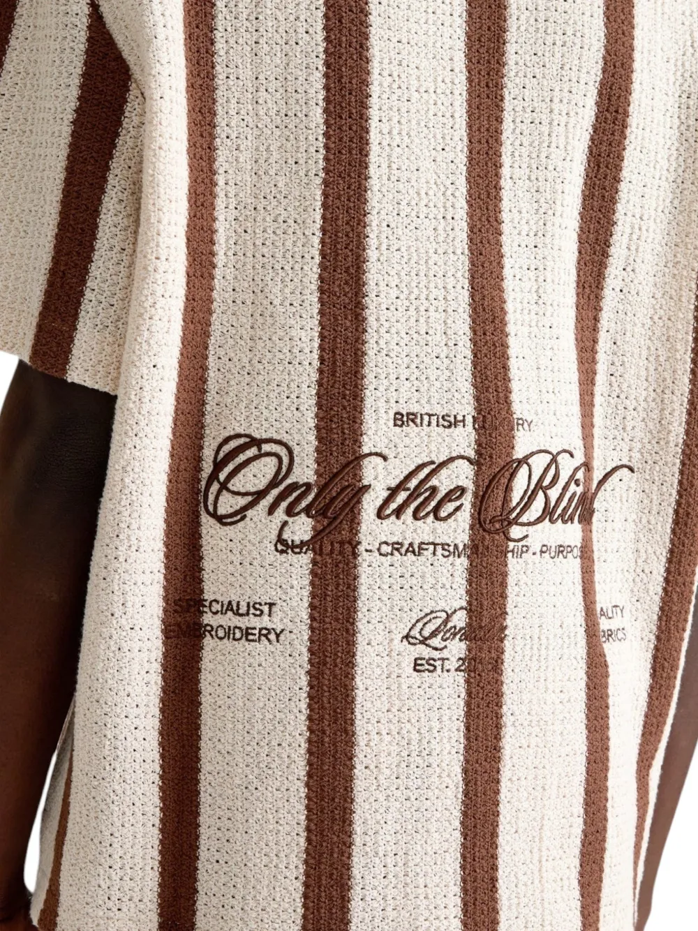 Only the Blind Gehaakt gestreept overhemd Beige