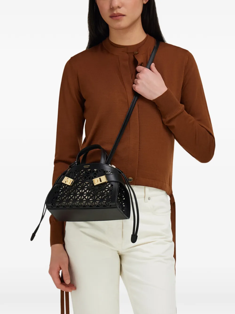 Ferragamo Hug mini-handtas Zwart