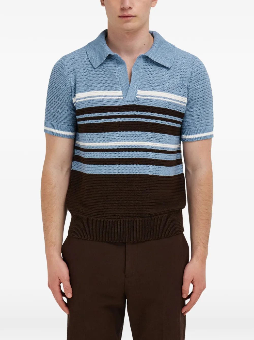  Ferragamo Polo De Punto De Algodón - Azul 