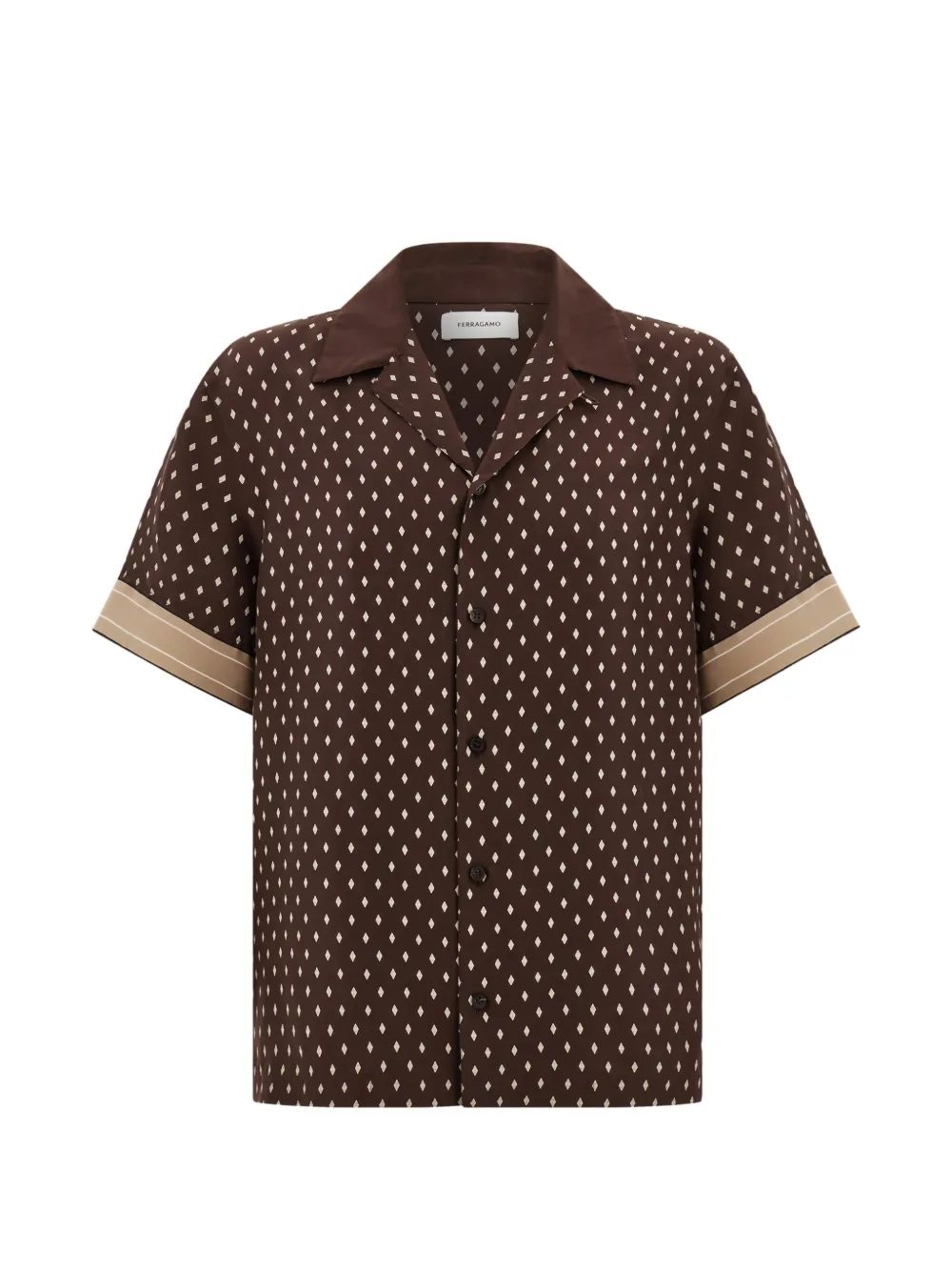 Ferragamo diamond-print silk shirt - Marrone