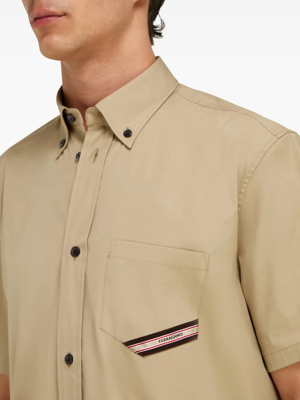 Ferragamo Overhemd met korte mouwen Beige