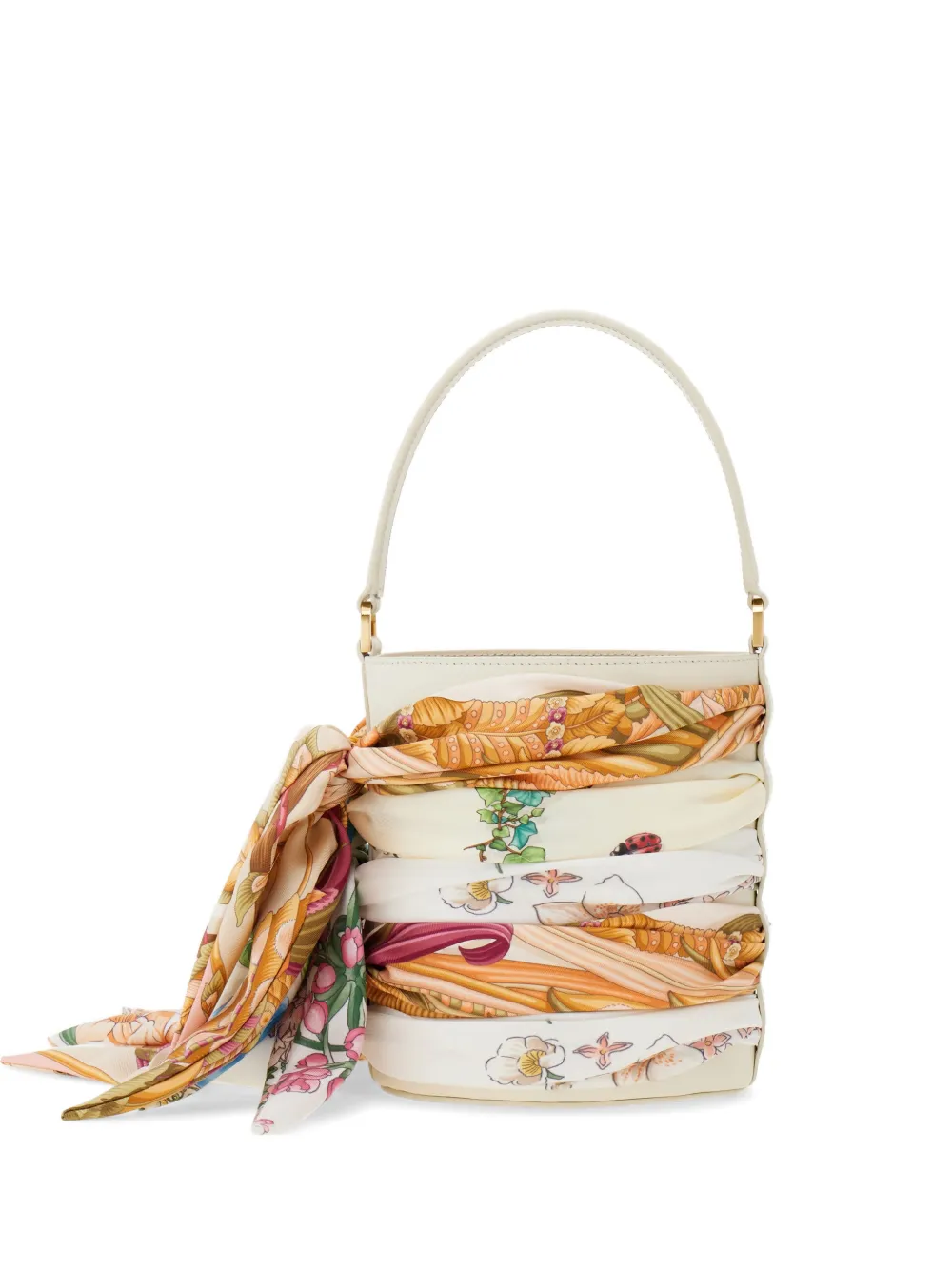 Ferragamo mini bucket bag with foulard - Weiß