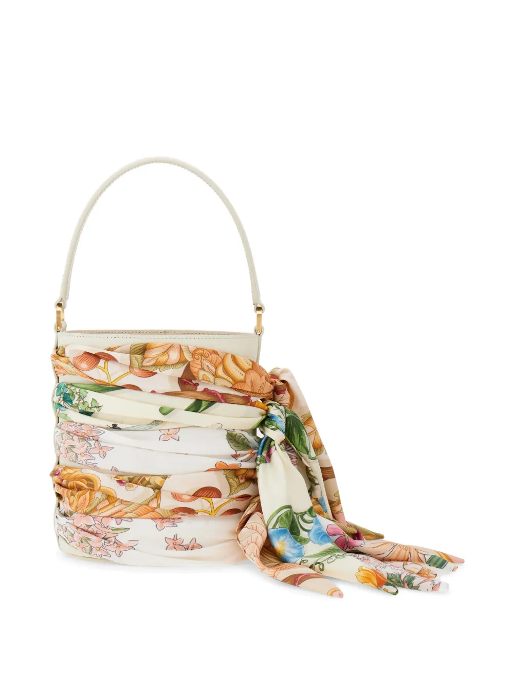 Ferragamo Mini bucket-tas met foulard Wit