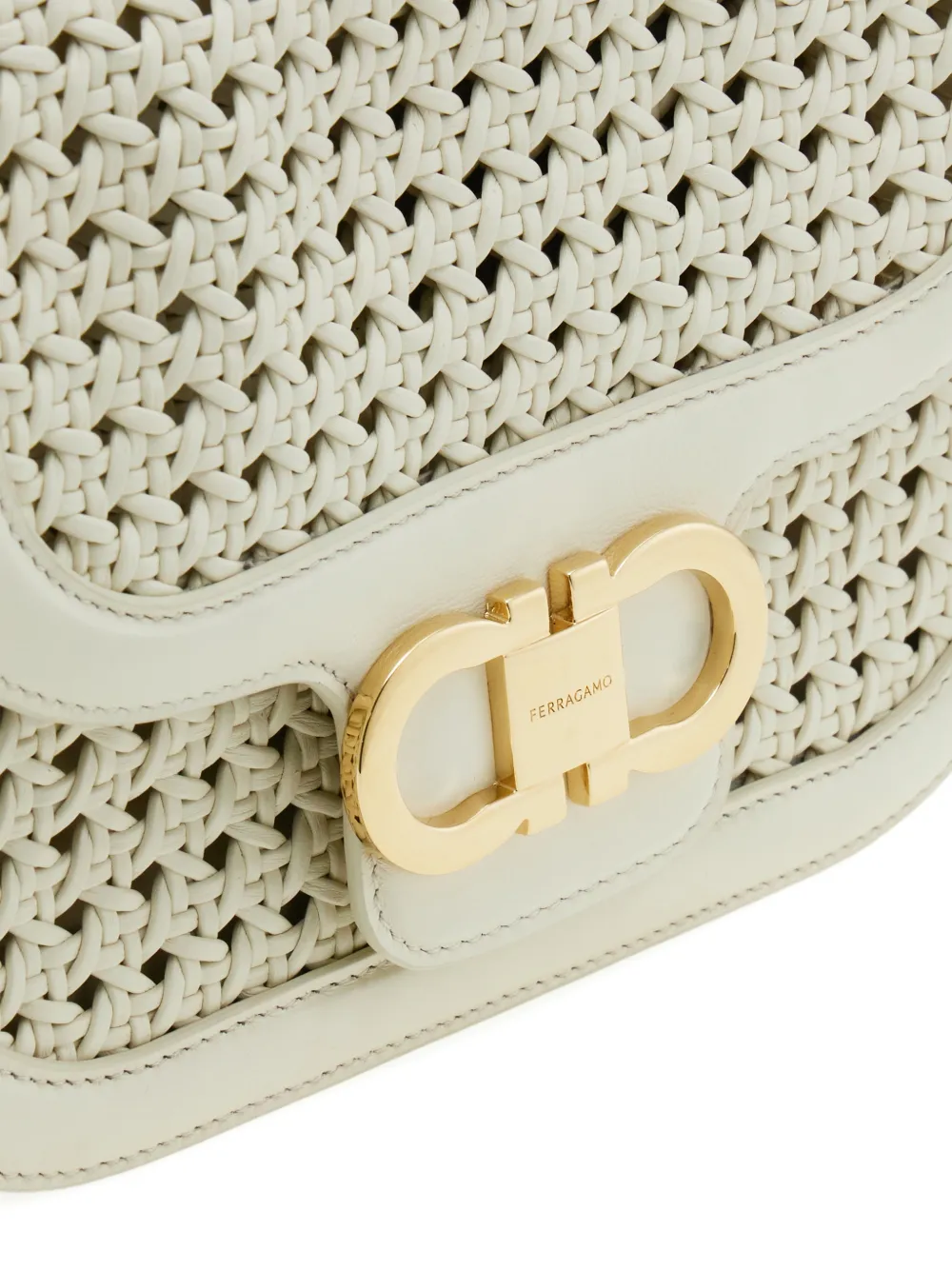 Ferragamo Double Gancini North-South crossbodytas Wit