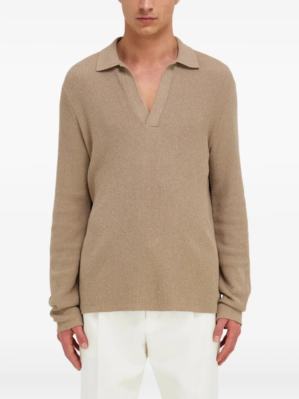 Ferragamo Poloshirt met lange mouwen Beige