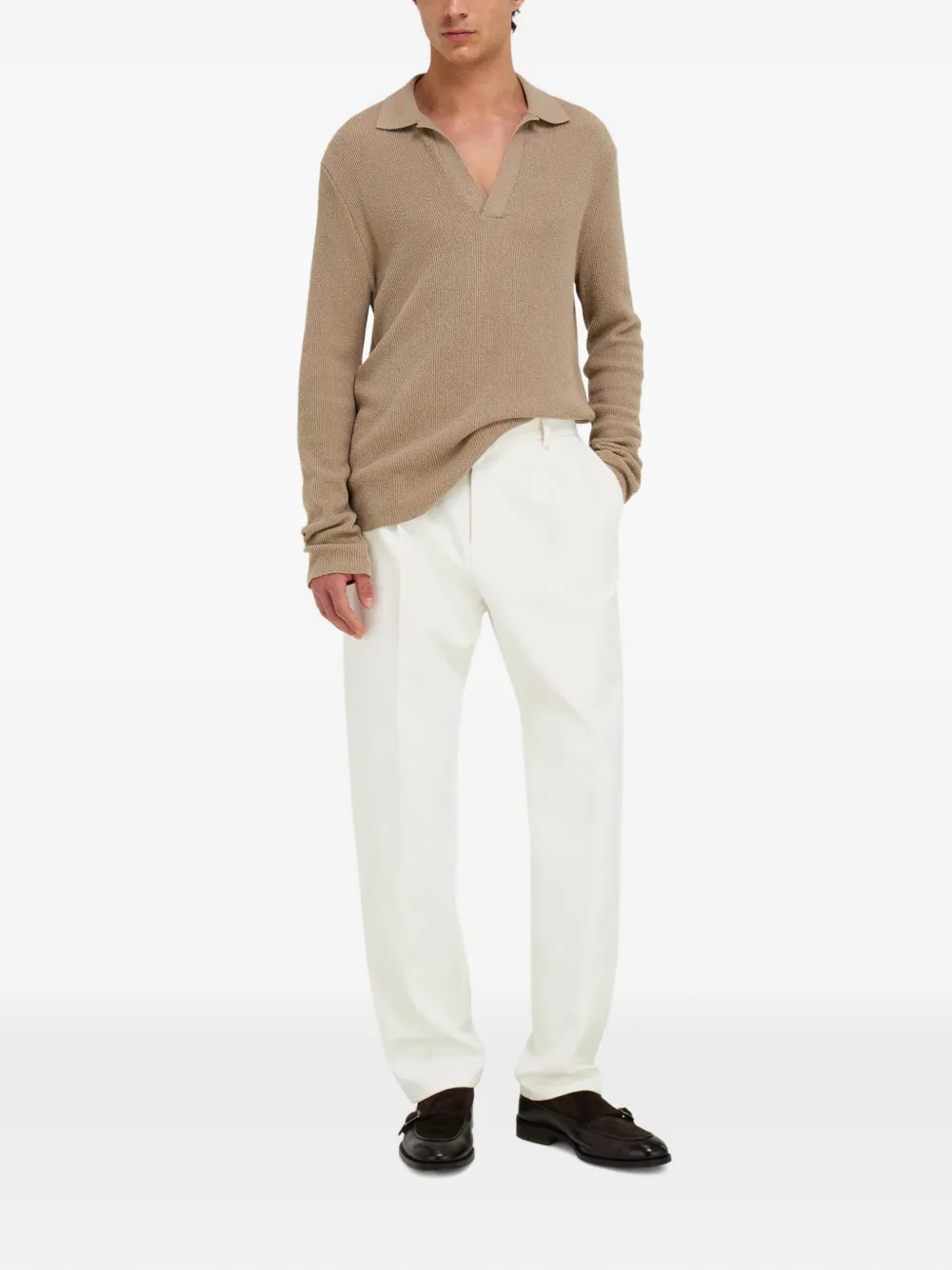 Ferragamo Poloshirt met lange mouwen Beige