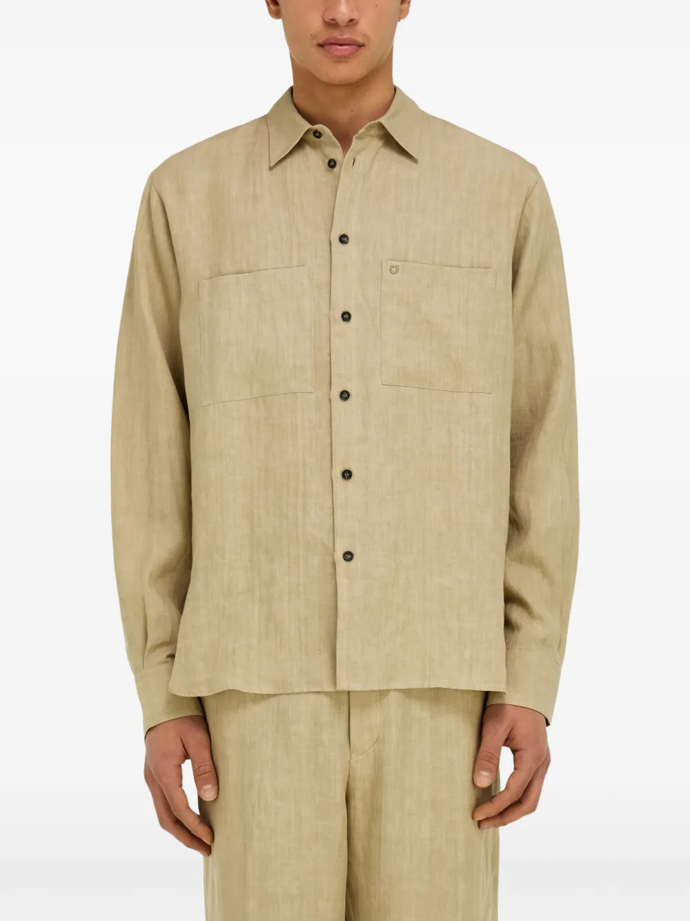 Ferragamo Puur linnen overhemd Beige