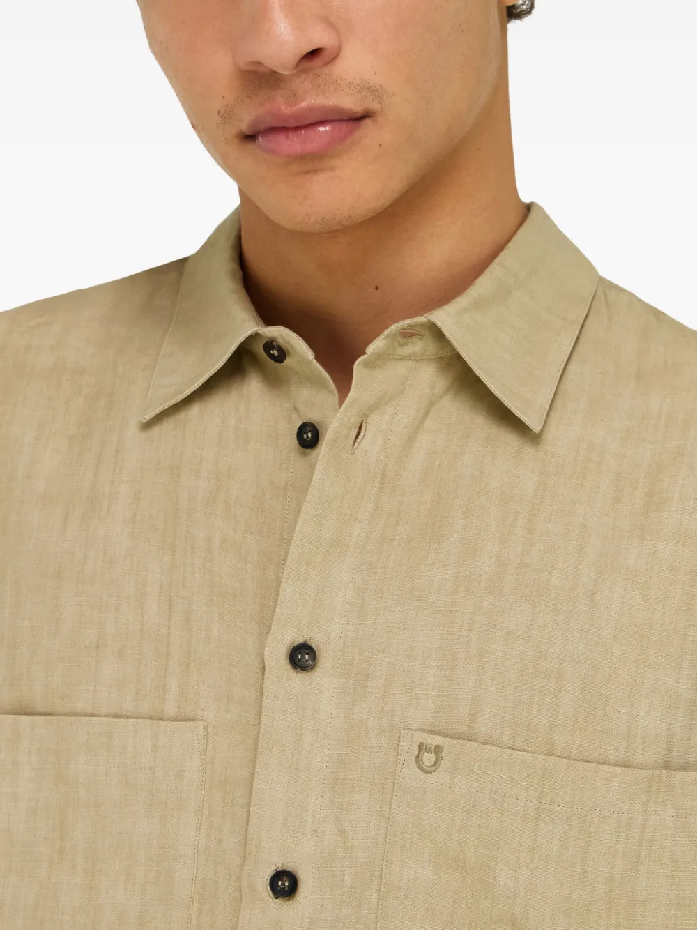 Ferragamo Puur linnen overhemd Beige