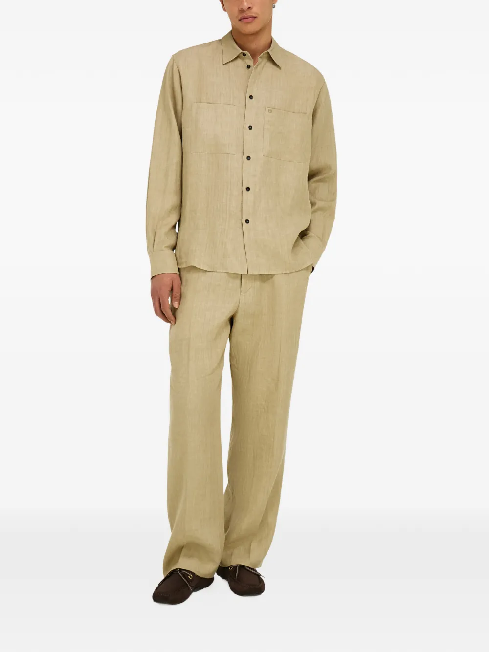 Ferragamo Puur linnen overhemd Beige