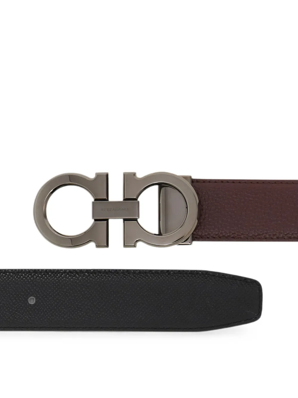 Ferragamo Omkeerbare en verstelbare Gancini riem Bruin