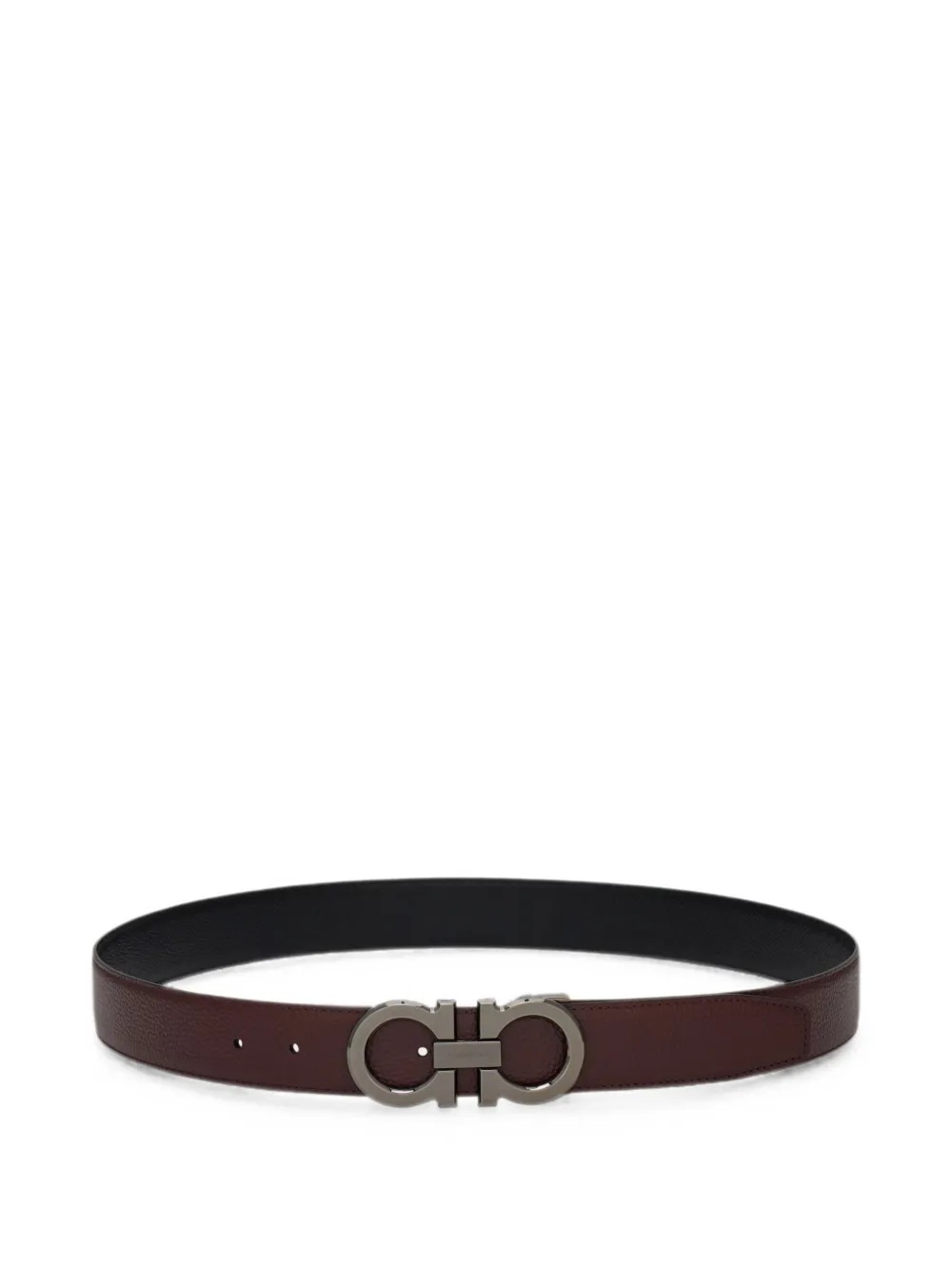Ferragamo Omkeerbare en verstelbare Gancini riem Bruin
