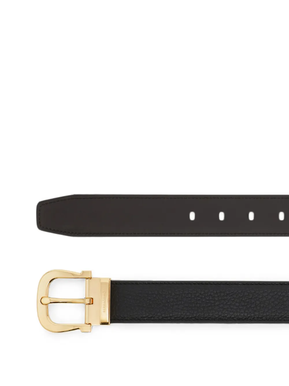 Ferragamo Omkeerbare en verstelbare Gancini riem Zwart