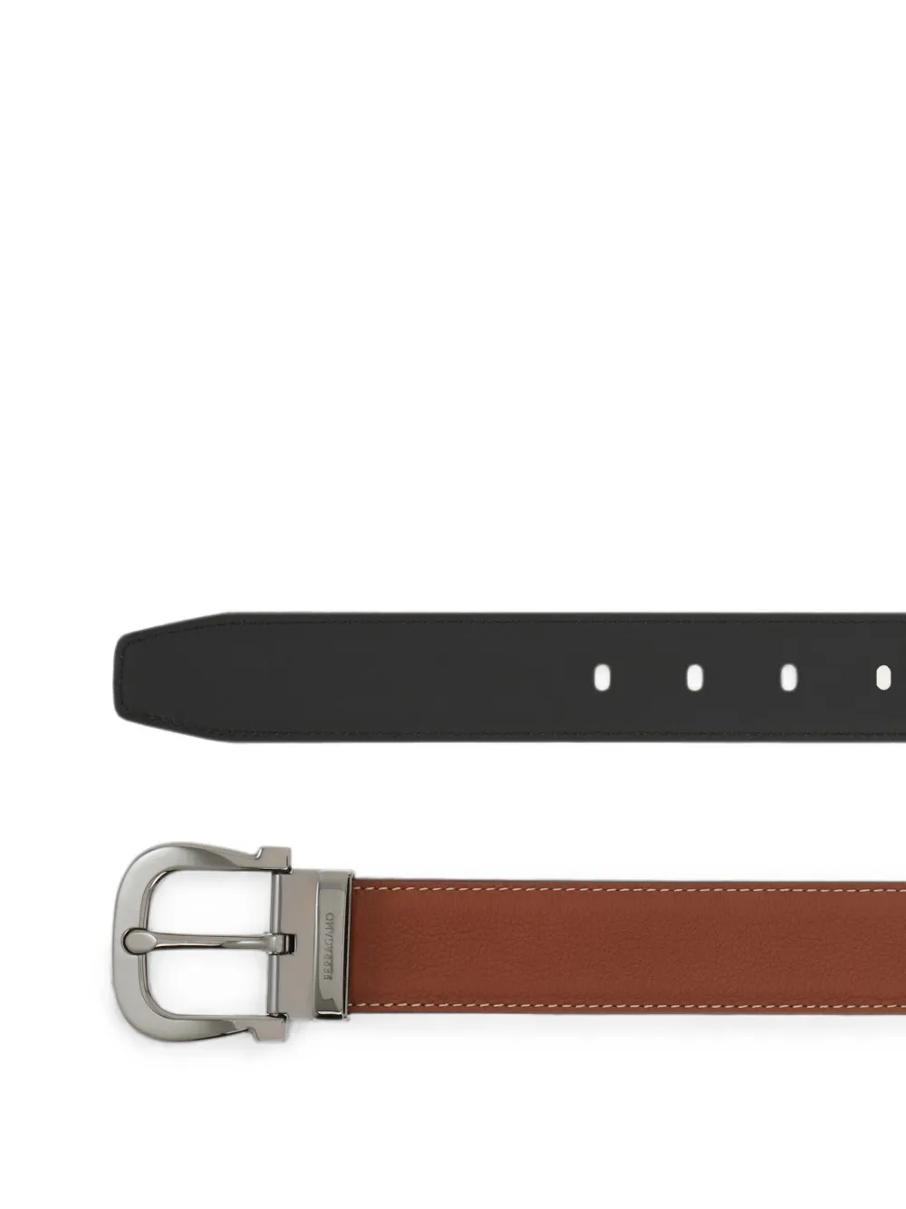 Ferragamo Omkeerbare leren gancini riem Beige