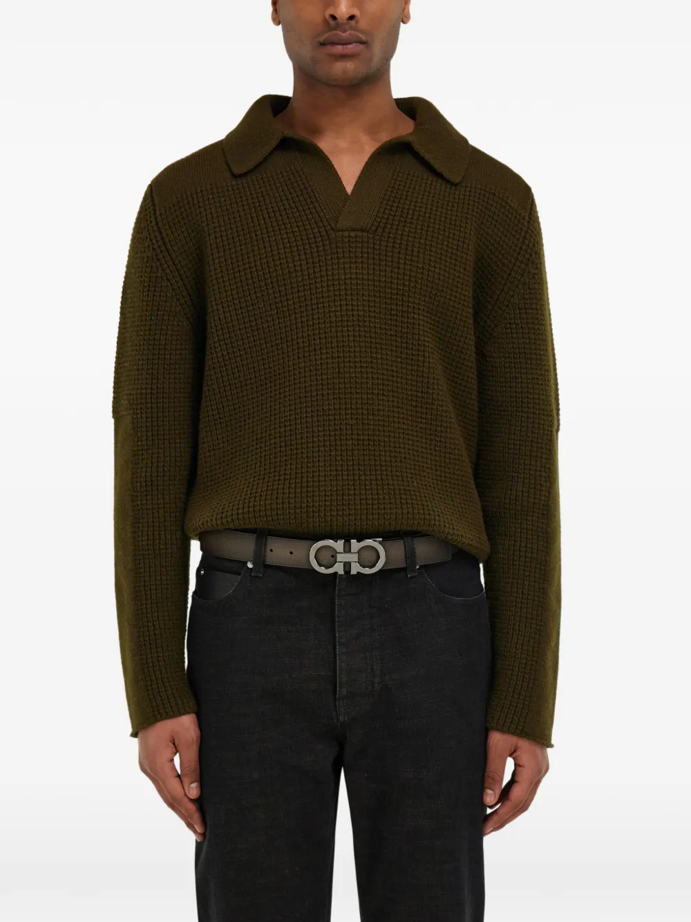 Ferragamo Gancini omkeerbare riem Groen
