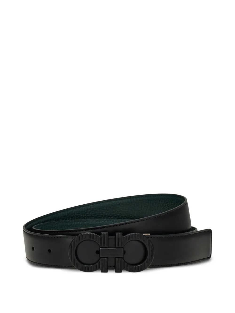 Ferragamo Omkeerbare en verstelbare Gancini riem Zwart