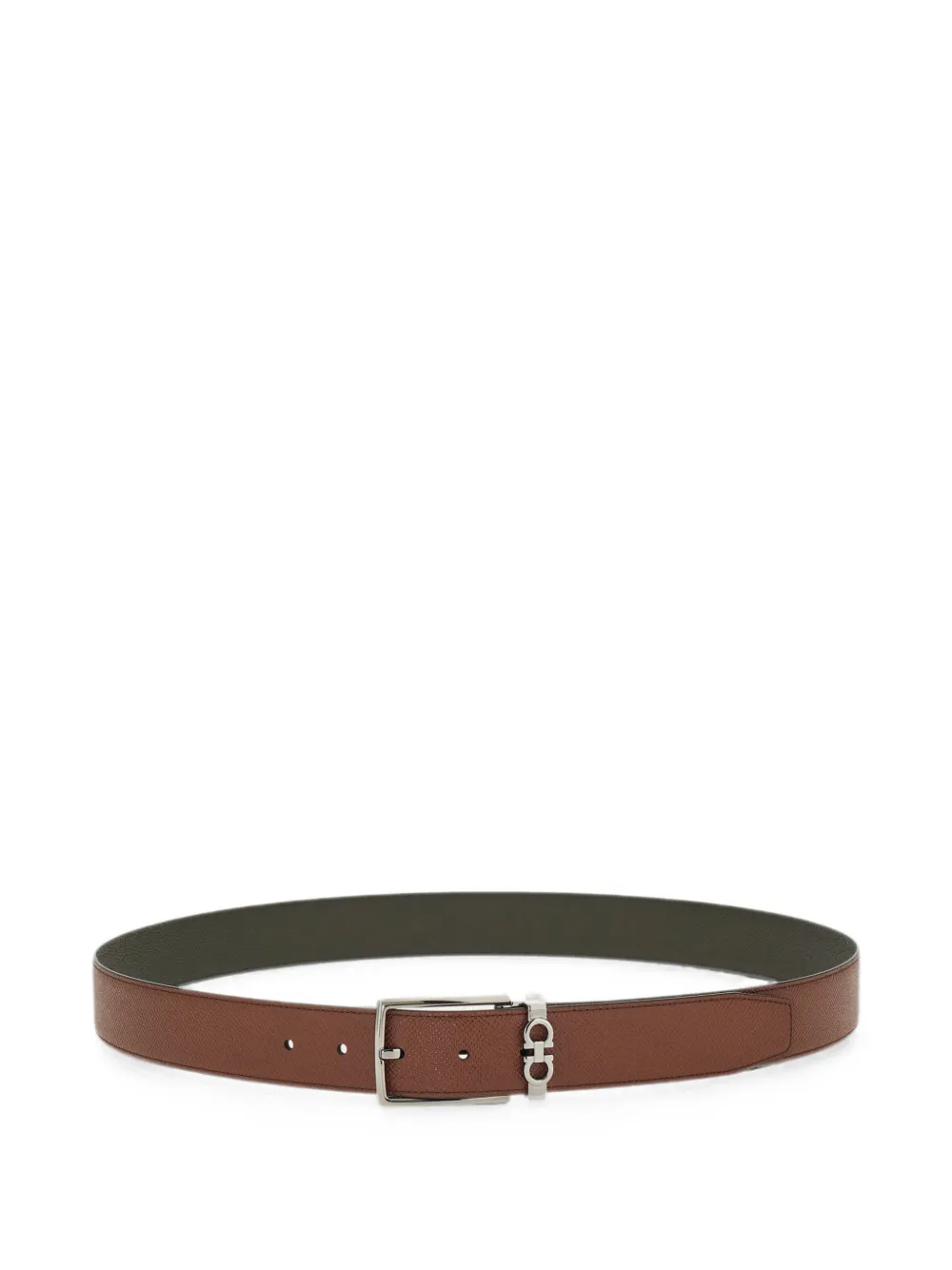 Ferragamo reversible and adjustable belt with rectangular buckle - Brown