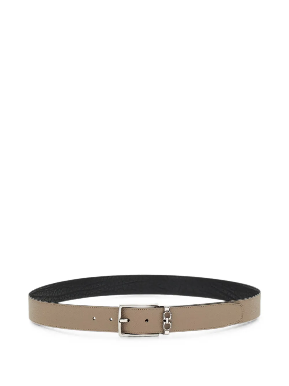 Ferragamo Omkeerbare en verstelbare riem met rechthoekige gesp Beige