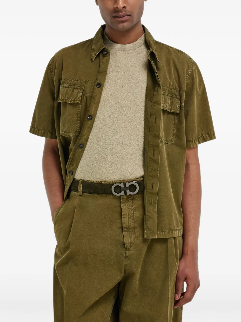 Ferragamo Verstelbare Gancini riem Groen