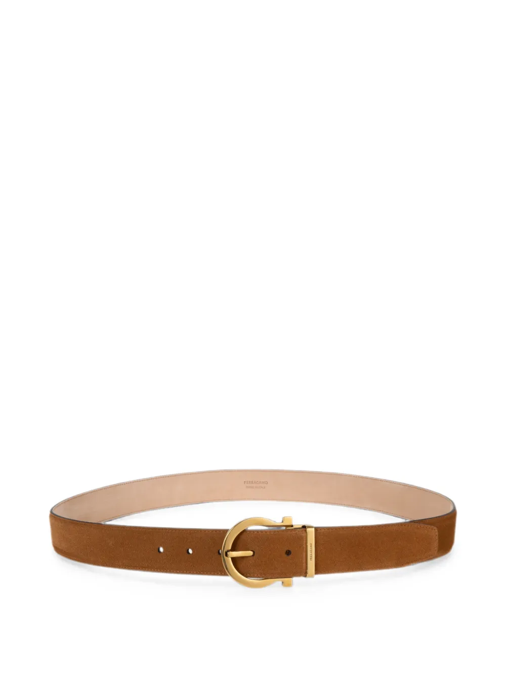 Ferragamo adjustable belt with Gancini - Brown