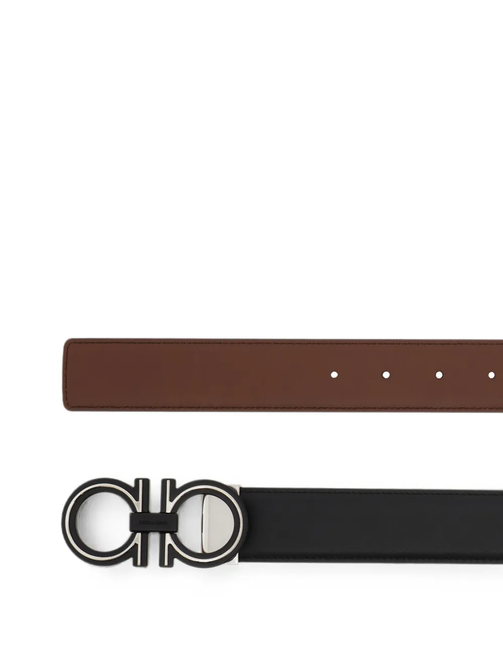 Ferragamo Omkeerbare en verstelbare Gancini riem Zwart