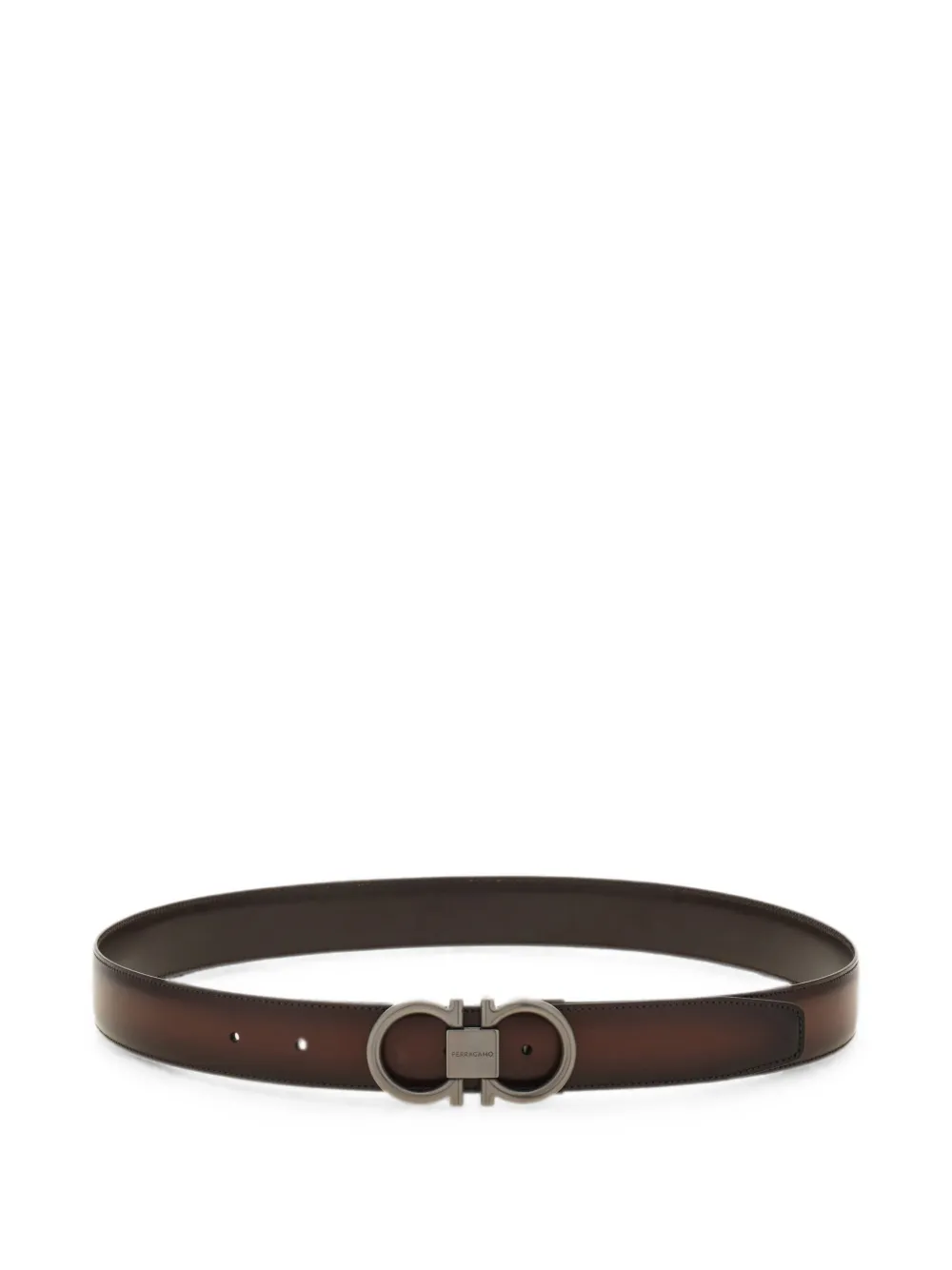 Ferragamo Omkeerbare en verstelbare Gancini riem Bruin