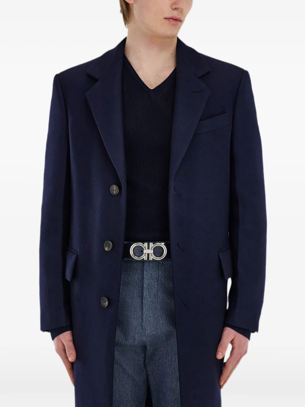 Ferragamo Omkeerbare en verstelbare Gancini riem Blauw
