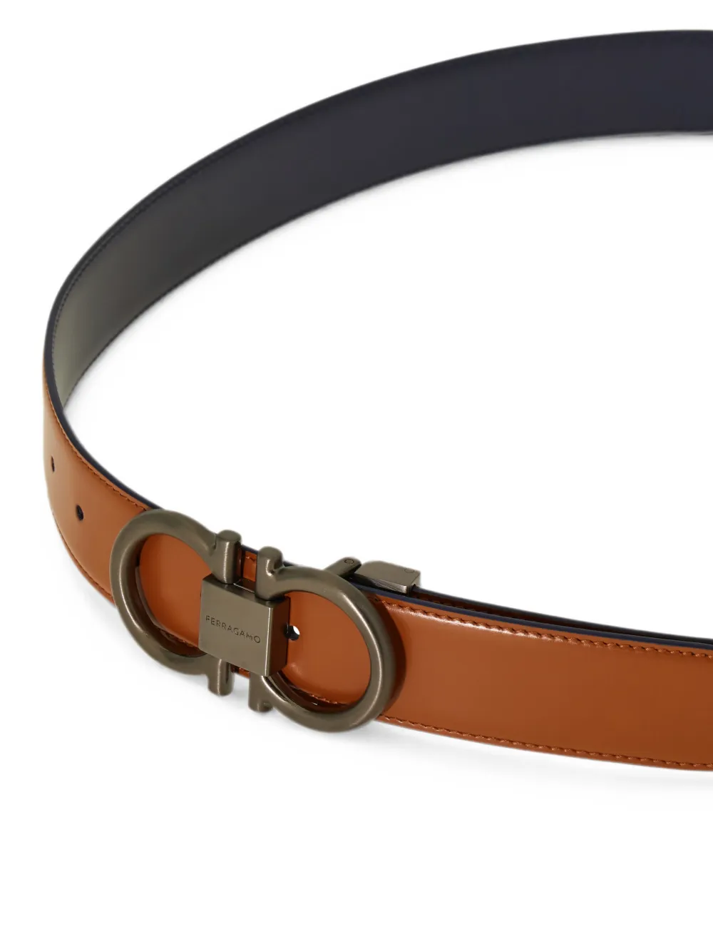 Ferragamo Omkeerbare en verstelbare Gancini riem Bruin