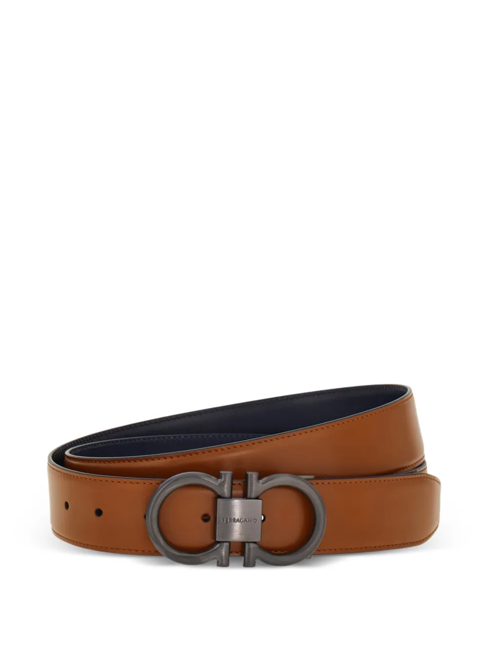 Ferragamo Omkeerbare en verstelbare Gancini riem Bruin