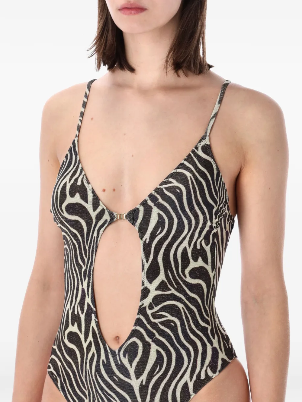 Matinée Lilly badpak met zebra-print en uitgesneden details Zwart