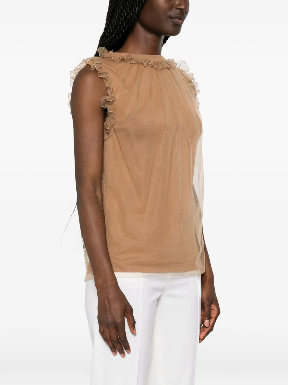 Fabiana Filippi T-shirt met ruches Beige
