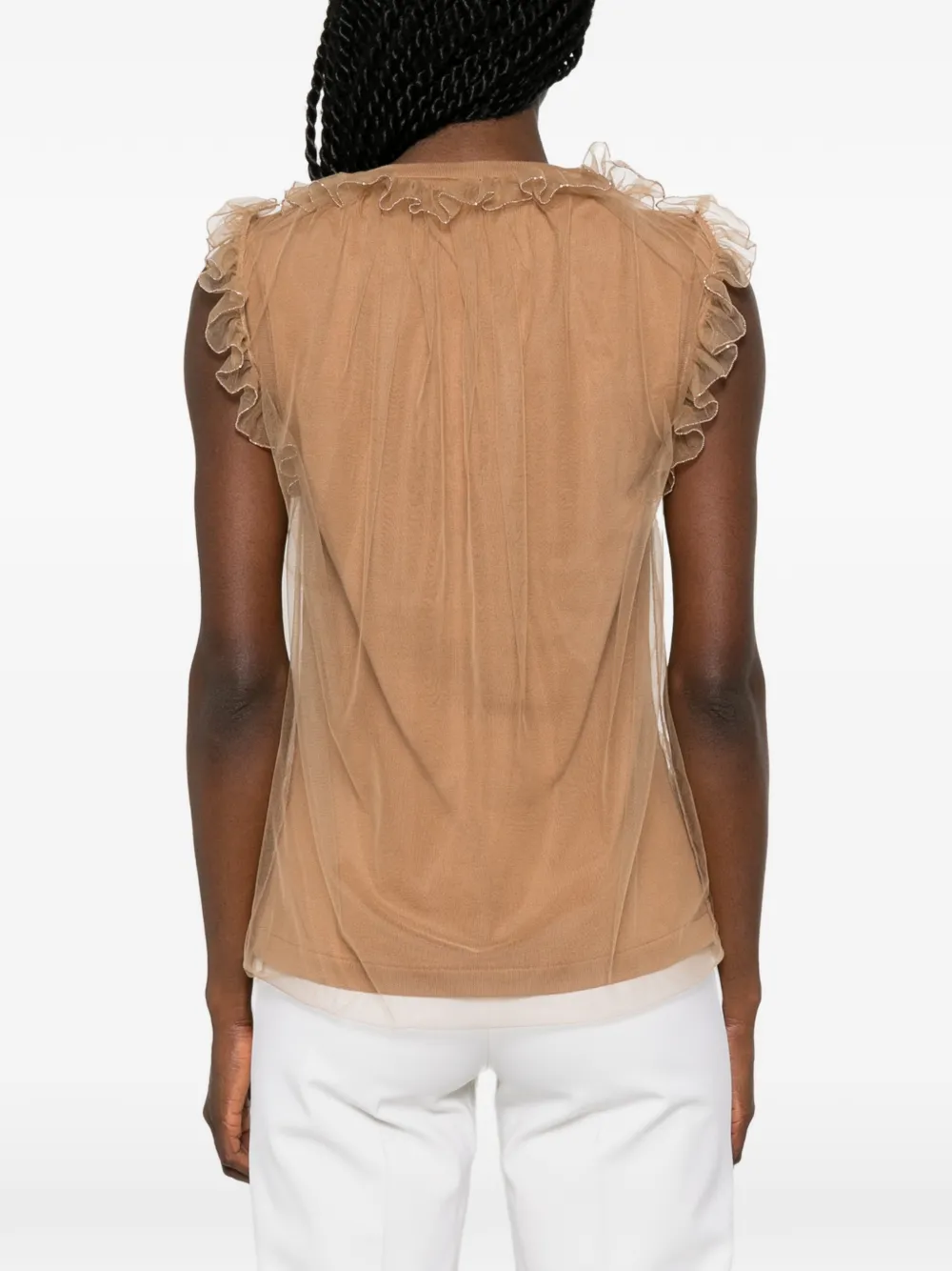 Fabiana Filippi T-shirt met ruches Beige
