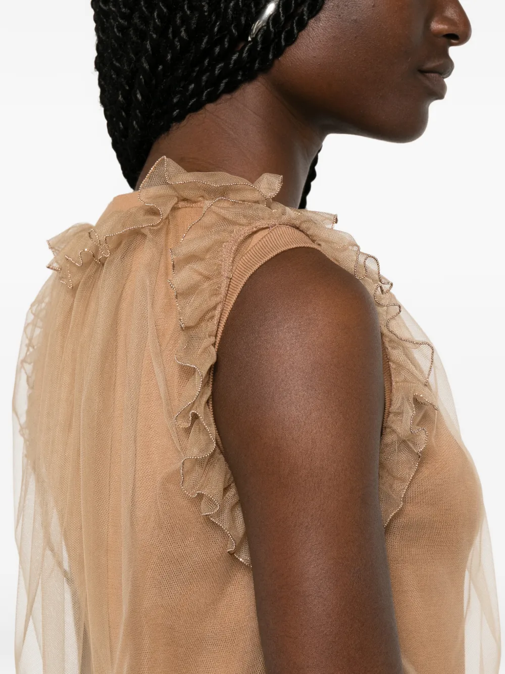 Fabiana Filippi T-shirt met ruches Beige