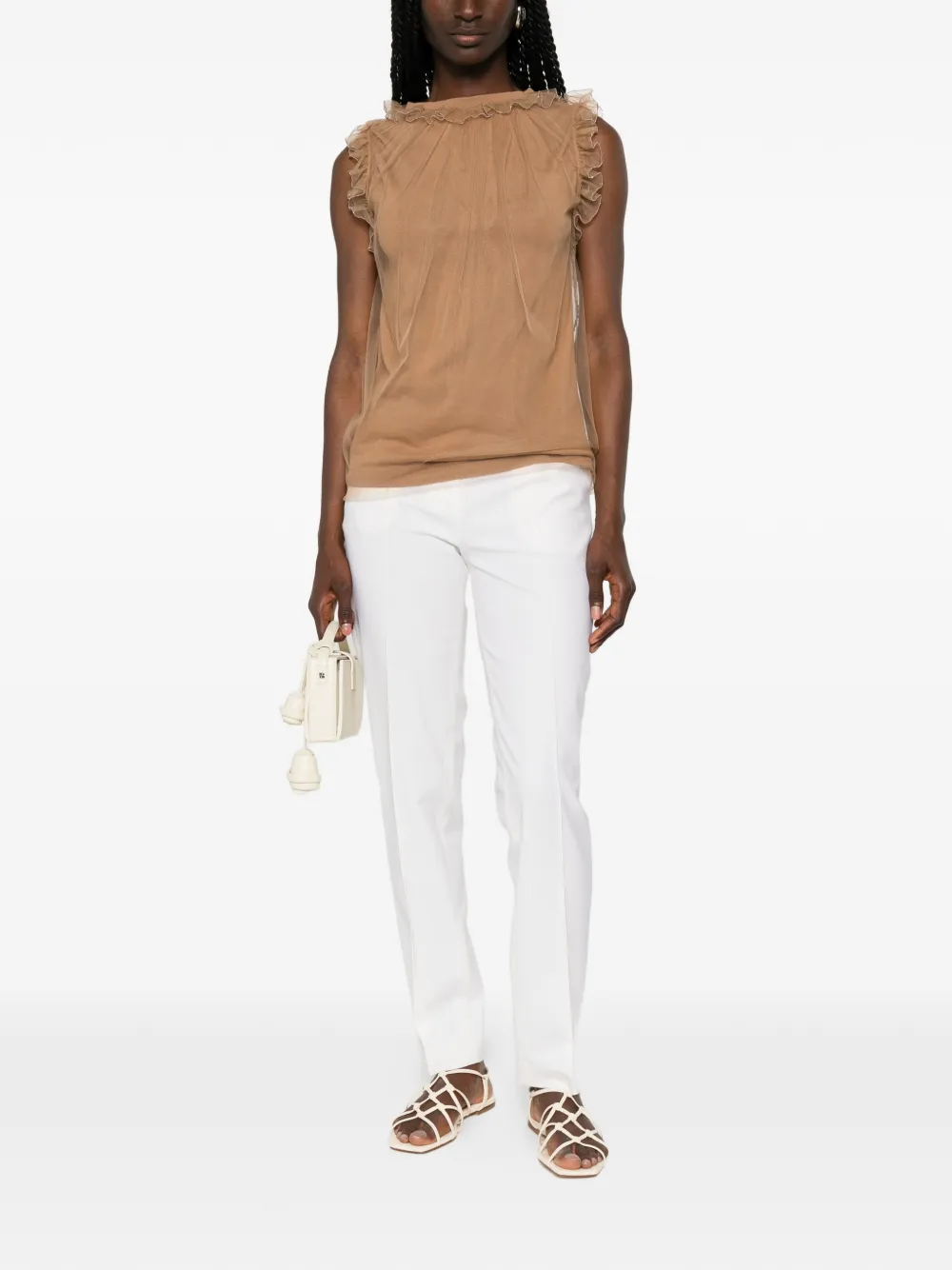 Fabiana Filippi T-shirt met ruches Beige
