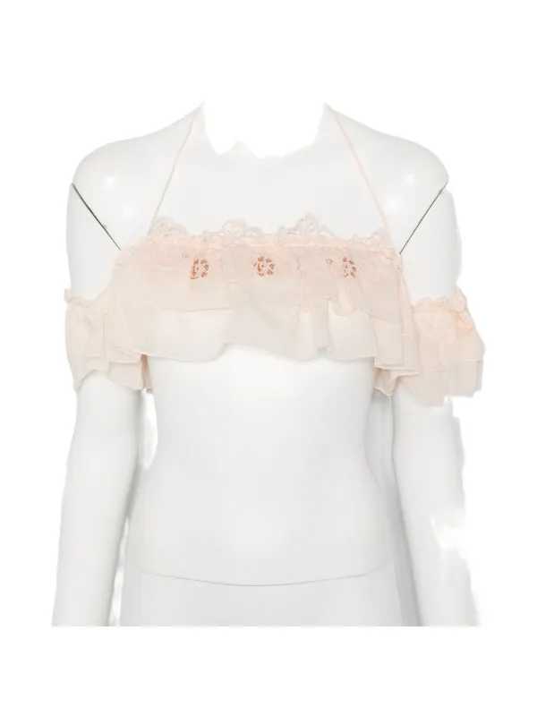 ERMANNO SCERVINO フリル シャツ ブラウス ビジュー付き 40 Ermanno
