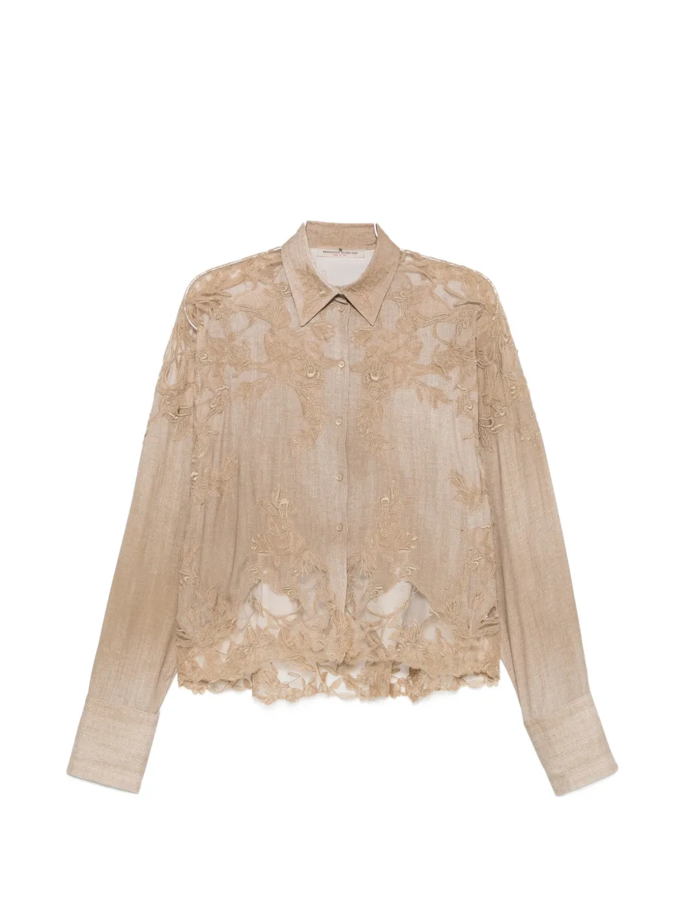 Ermanno Scervino embroidered lace-detail shirt - Toni neutri