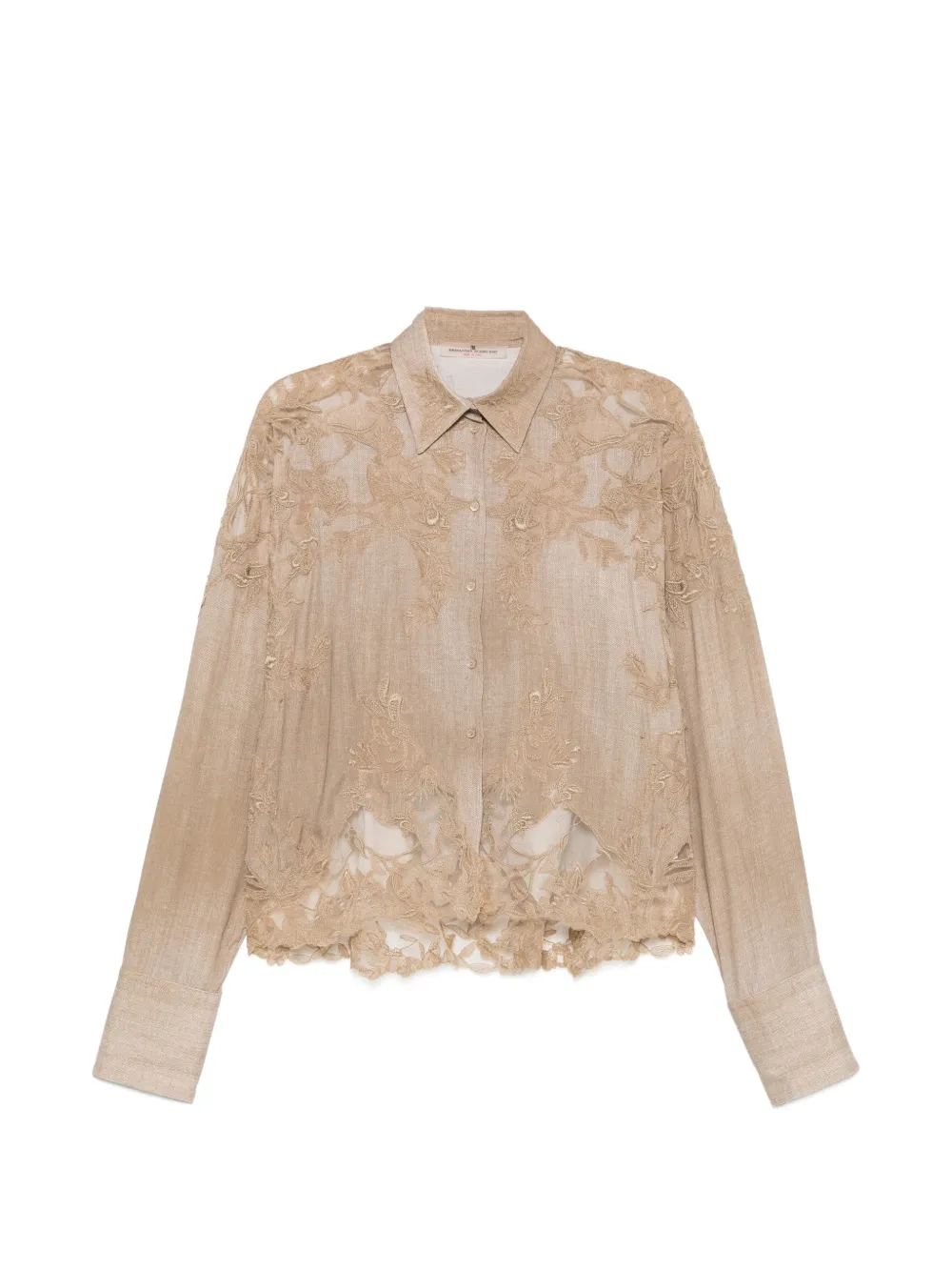Ermanno Scervino embroidered lace-detail shirt - Neutrals