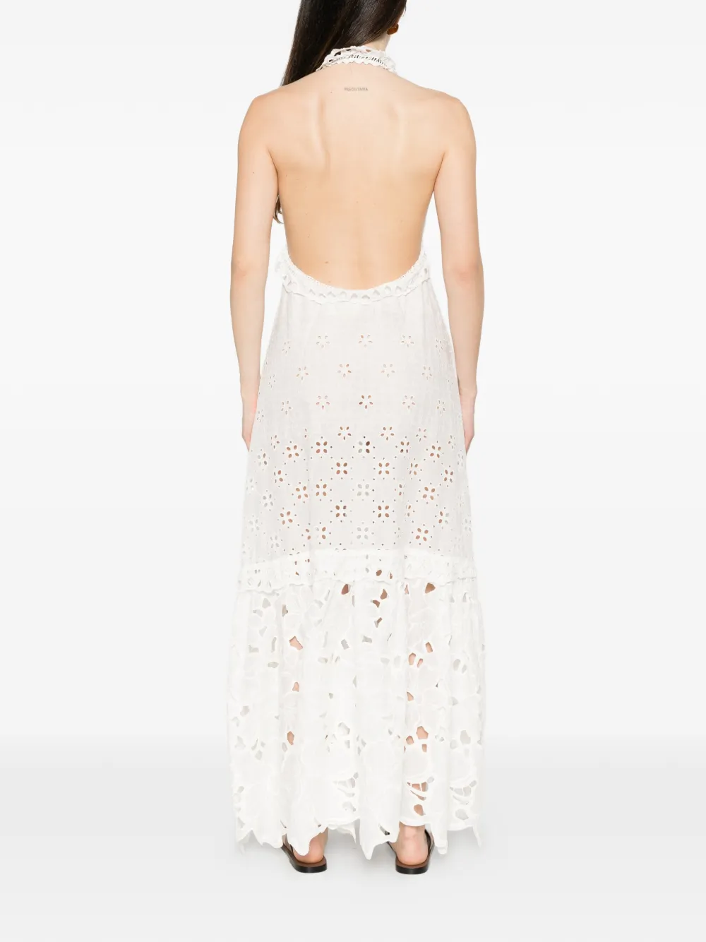 Ermanno Scervino Broderie anglaise maxi-dress met V-hals Wit