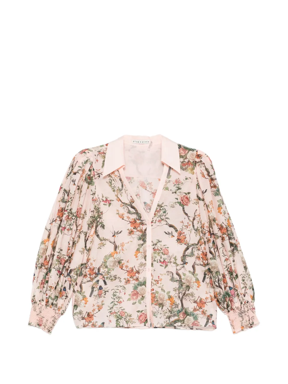 alice + olivia floral puff-sleeves shirt - Rosa
