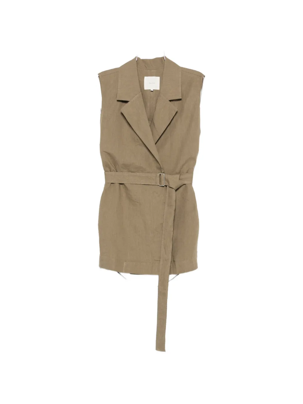 Xacus Belted Sleeveless Jacket In Green