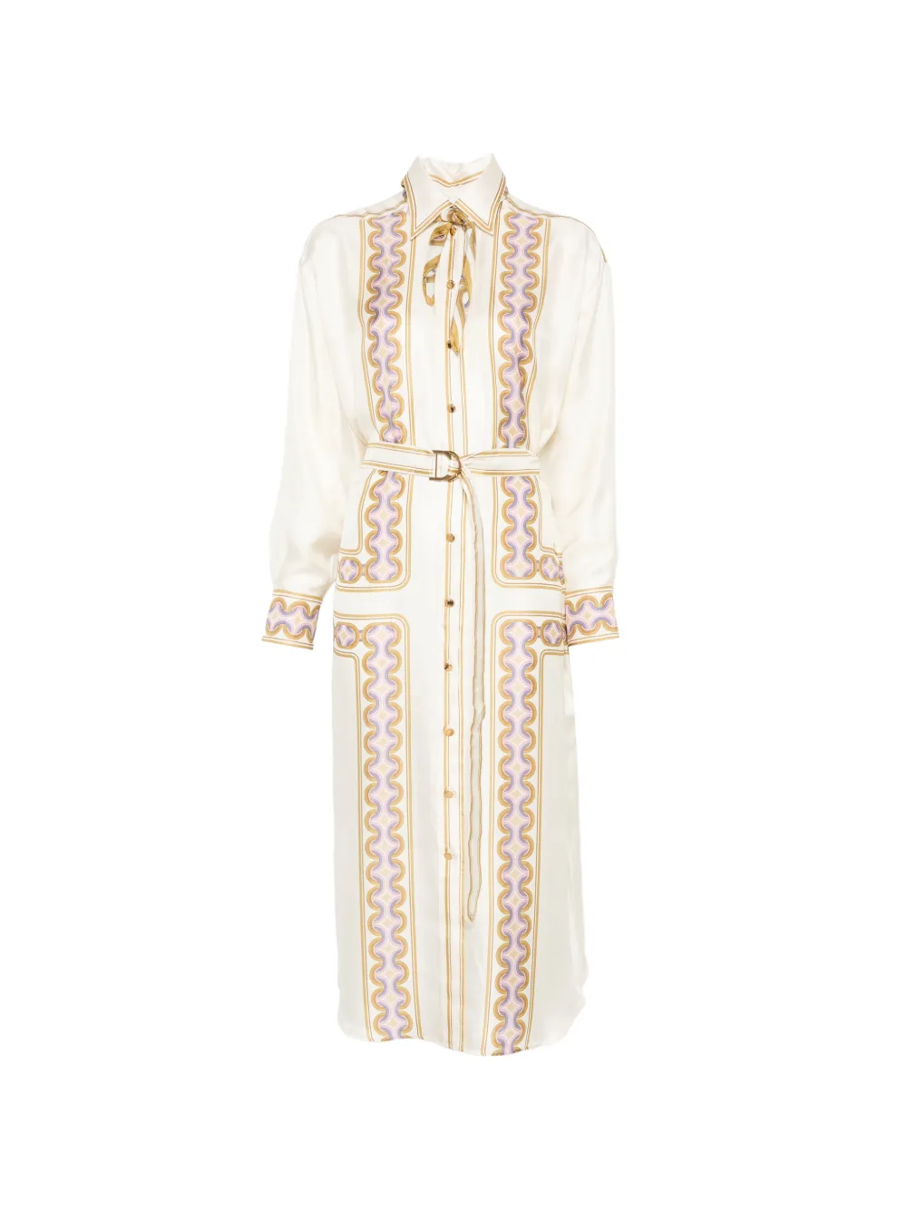 ZIMMERMANN geometric-print belted shirt dress - Neutrals