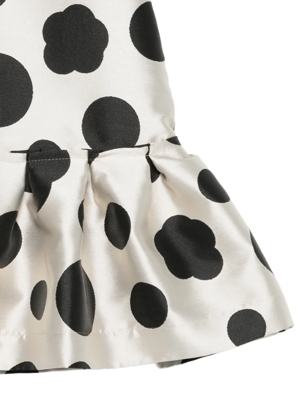 Simonetta Jurk met stippen en ruches Beige
