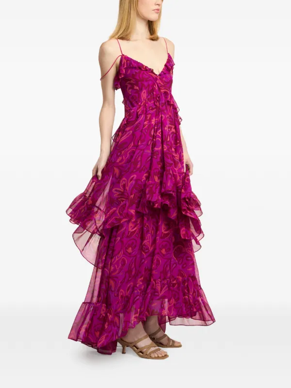 cinq a sept pink ruffle dress Cinq À Sept Paisley-print Ruffled Maxi Dress