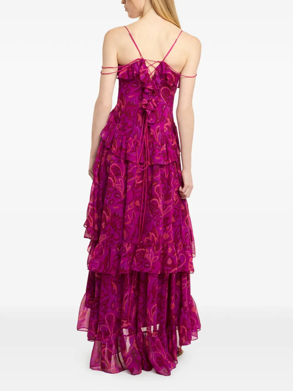 Cinq A Sept Maxi-jurk met paisley-print en ruches Roze