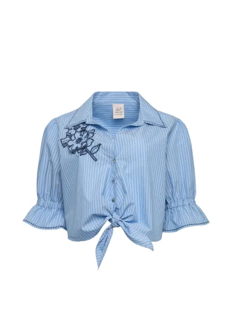 Cinq A Sept camisa Serena con bordado floral y rayas estampadas