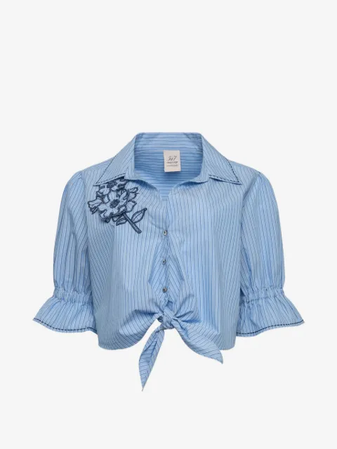 Cinq A Sept camisa Serena con bordado floral y rayas estampadas