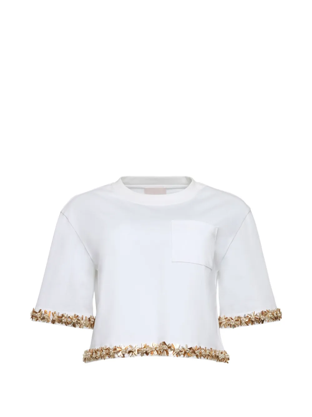 Cinq A Sept floral-embellished pocket T-shirt - Bianco