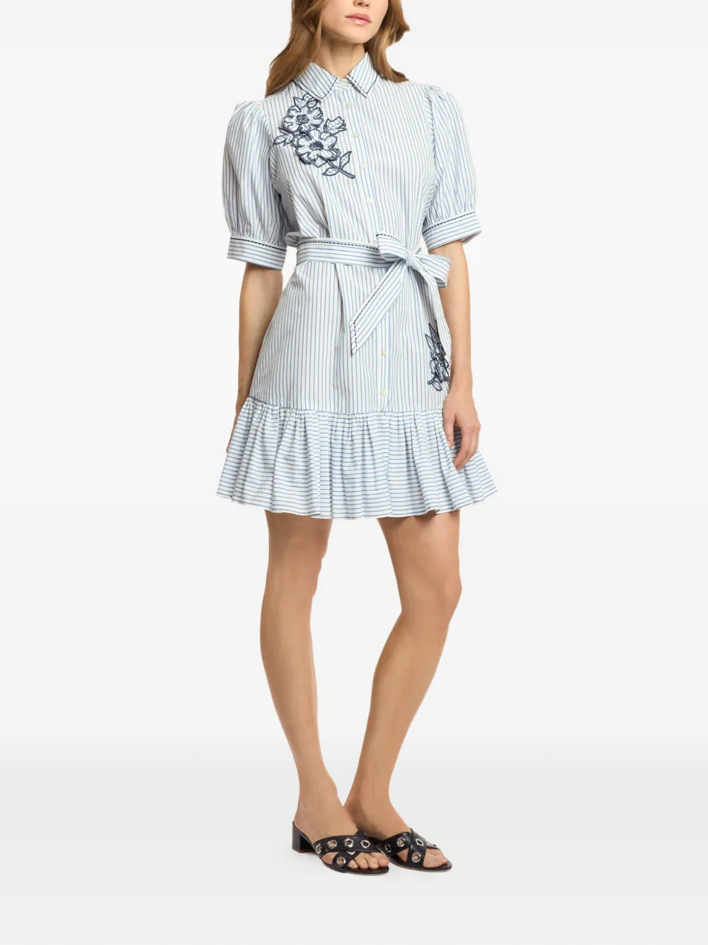 Cinq A Sept Zadie gestreepte jurk met bloemenpatch Wit