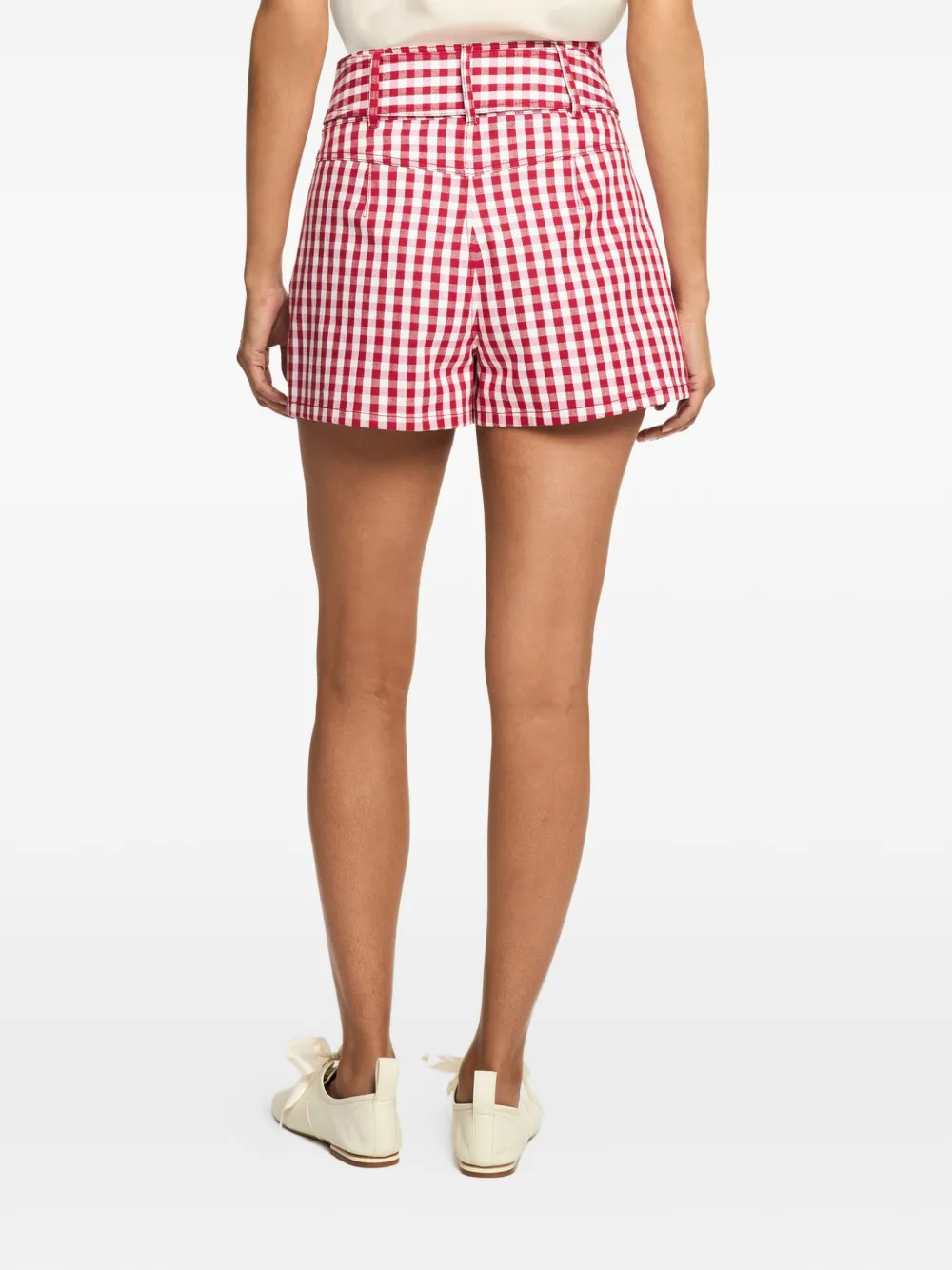 Cinq A Sept Allie shorts met gingham ruit Rood